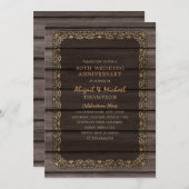 40周年結婚記念日のラスティックウッドカントリーパーティー 招待状 (正面/裏面)