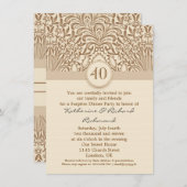 40周年結婚記念日のヴィンテージ茶色の招待状 招待状 (正面/裏面)