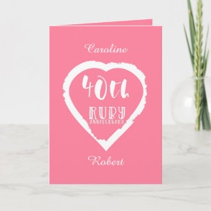 40周年結婚記念日の伝統的なルビー カード