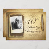 40周年結婚記念日の写真 ヴィンテージの招待状 招待状 (正面/裏面)