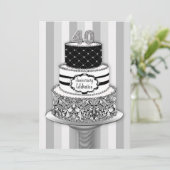 40周年結婚記念日の招待状、3段のケーキ 招待状 (スタンド正面)