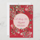 40周年結婚記念日の花の赤いルビーのドゥ 招待状 (正面)