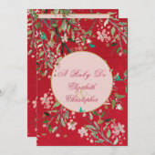 40周年結婚記念日の花の赤いルビーのドゥ 招待状 (正面/裏面)