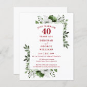 40周年結婚記念日の花をあしらったバジェット招待状 (正面/裏面)