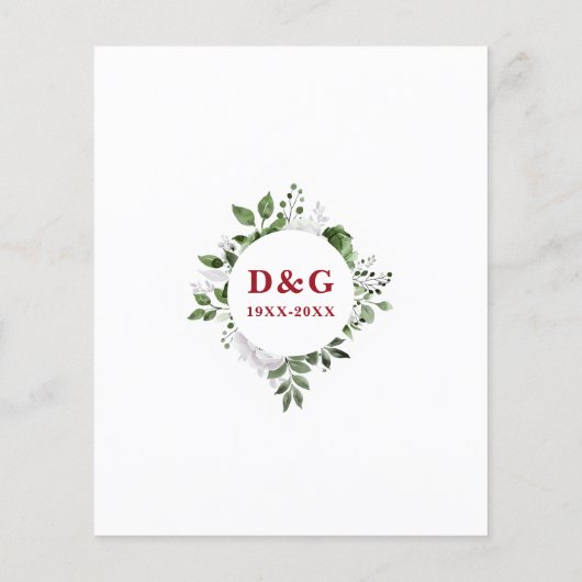 40周年結婚記念日の花をあしらったバジェット招待状 (裏面)