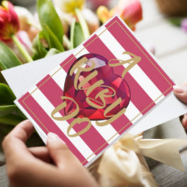 40周年結婚記念日の赤いストライプのエレガント 招待状