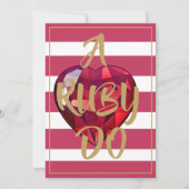 40周年結婚記念日の赤いストライプのエレガント 招待状 (正面)