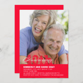 40周年結婚記念日の赤い招待状 招待状 (正面/裏面)