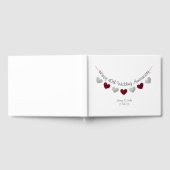 40周年結婚記念日の赤と銀のペナント ゲストブック (全面)