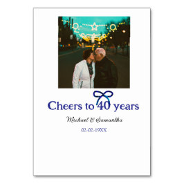 40周年結婚記念日の青いリボンのお祝い テーブルナンバー