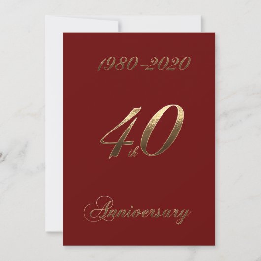 40周年結婚記念日ジュビリー2020 エレガントレッド セーブザデート (正面)