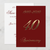 40周年結婚記念日ジュビリー2020 エレガントレッド セーブザデート (正面/裏面)