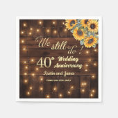 40周年結婚記念日ストリングライト まだ愛を育む スタンダードカクテルナプキン (正面)