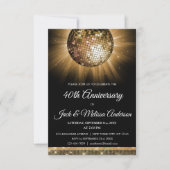 40周年結婚記念日パーティー ゴールド ディスコボール 招待状 (正面)