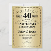 40周年結婚記念日パーティー - ゴールド ブラック 招待状 (正面)