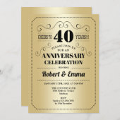 40周年結婚記念日パーティー - ゴールド ブラック 招待状 (正面/裏面)