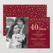 40周年結婚記念日フォトギフト - レッドゴールド 招待状 (正面/裏面)