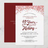 40周年結婚記念日ルビーコンフェッティ 招待状 (正面/裏面)