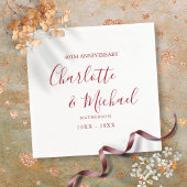 40周年結婚記念日ルビースクリプトエレガント スタンダードカクテルナプキン