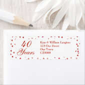 40周年結婚記念日ルビーハートのコンフェッティ ラベル (インサイチュ)