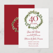 40周年結婚記念日ルビー Save the Date 案内ポストカード (正面/裏面)