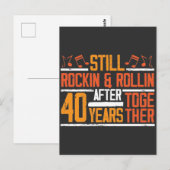40周年結婚記念日ロックする妻夫、40年一緒にロックンロールする妻夫。ミュージシャン夫婦のための40 ポストカード (正面/裏面)