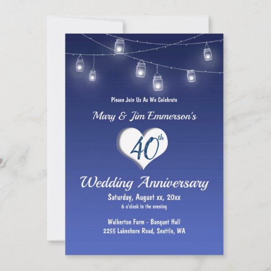 40周年結婚記念日招待状 - イルミネーション 招待状 (正面)