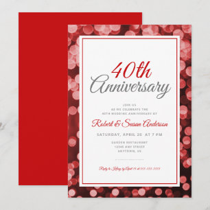 40周年結婚記念日 エレガントな赤いボケ 招待状