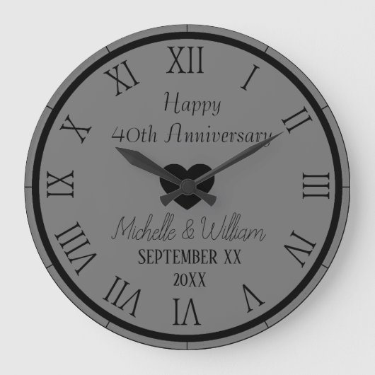 40周年結婚記念日 オーダーメイド ラージ壁時計 (正面)