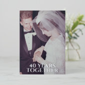 40周年結婚記念日 シルバー＆フォト 箔招待状 (立ち正面)