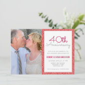 40周年結婚記念日 フォト 赤いグリッター 招待状 (スタンド正面)