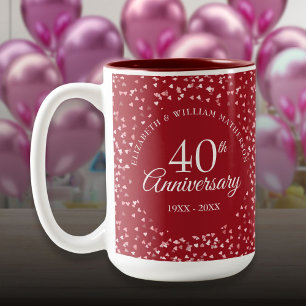 40周年結婚記念日 ルビーのハート ツートーンマグカップ