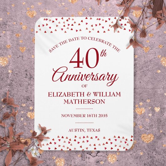 40周年結婚記念日 ルビー ハート Save the Date マグネット