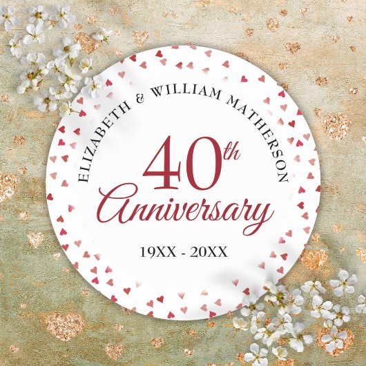 40周年結婚記念日 ルビー ラブ ハート ラウンドシール