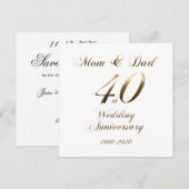 40周年結婚記念日 両親 2020 エレガント セーブザデート (正面/裏面)