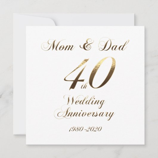 40周年結婚記念日 両親 2020 エレガント セーブザデート (正面)