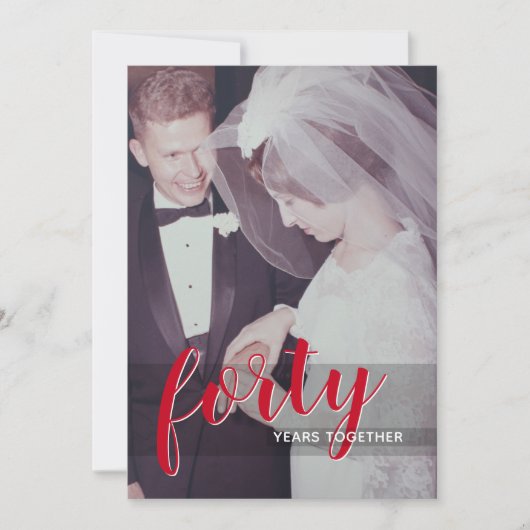 40周年結婚記念日&写真 - ルビーレッド 招待状 (正面)