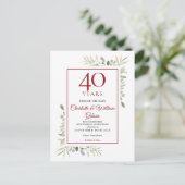 40周年結婚記念日 延期のお知らせ グリーン 案内ポストカード (スタンド正面)