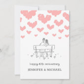 40周年結婚記念日 結婚した夫婦のハート カード (正面)