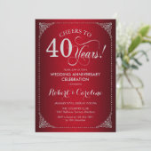 40周年結婚記念日 - 赤いシルバーダマスク 招待状 (スタンド正面)