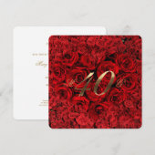40周年結婚記念日 赤いバラのハート エレガント I 招待状 (正面/裏面)
