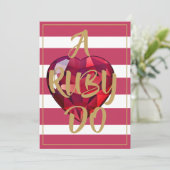 40周年結婚記念日 赤ストライプ エレガント 招待状 (スタンド正面)