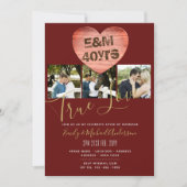 40周年結婚記念日 - 3枚の写真を追加 ラスティック 招待状 (正面)