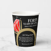 40周年結婚記念Rubyリングおもしろいファクトブラック 紙コップ (裏面)