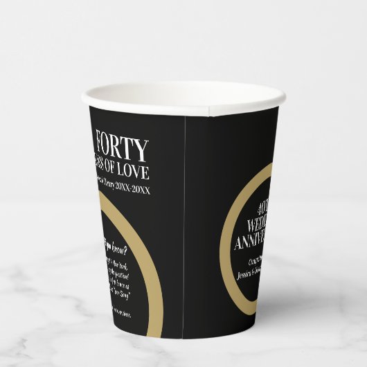 40周年結婚記念Rubyリングおもしろいファクトブラック 紙コップ (右)