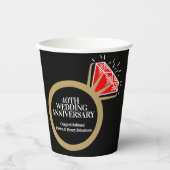 40周年結婚記念Rubyリングおもしろいファクトブラック 紙コップ (正面)