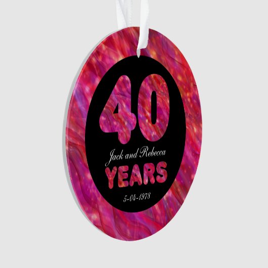 40周年結婚記念Ruby Redパーティーライト オーナメント (正面)