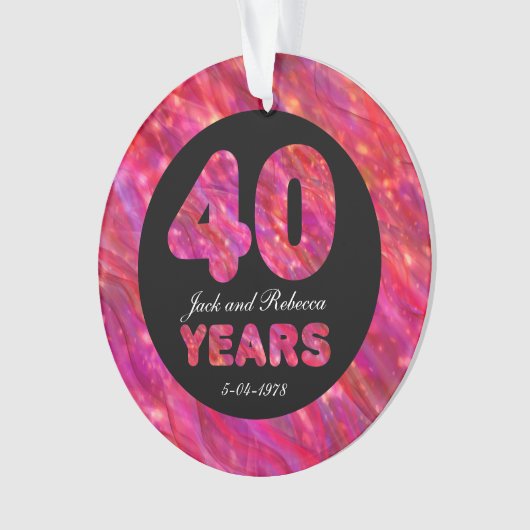 40周年結婚記念Ruby Redパーティーライト オーナメント (正面)