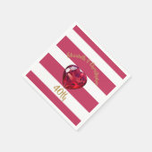 40周年結婚赤ストライプの色 スタンダードカクテルナプキン (角)