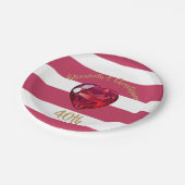 40周年結婚赤ストライプの色 ペーパープレート (アングル)